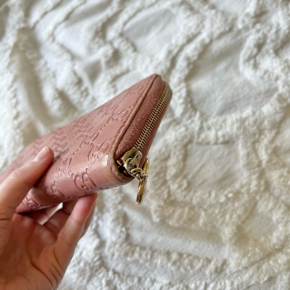 Pink Leather GUCCI Long Zip Around Wallet - Picture 3 of 10
